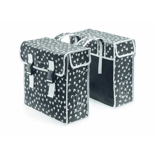 Basil Mara XL - double bicycle bag - 35 liter - heart dots