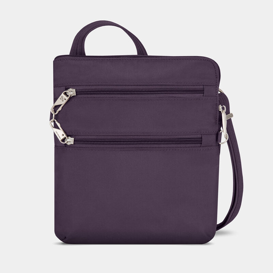 Travelon Anti-Theft Classic Slim Double Zip turvaolkalaukku, violetti